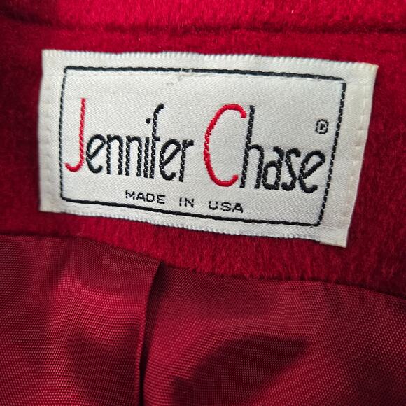 Vintage Jennifer Chase Wool Double Breasted Coat Union Label Red Holiday size 10 - Picture 5 of 16